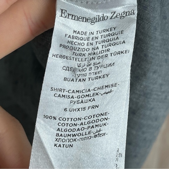 Ermenegildo Zegna Polka Dot Print Long Sleeve Button Front Shirt Size XXL Men - Picture 9 of 10